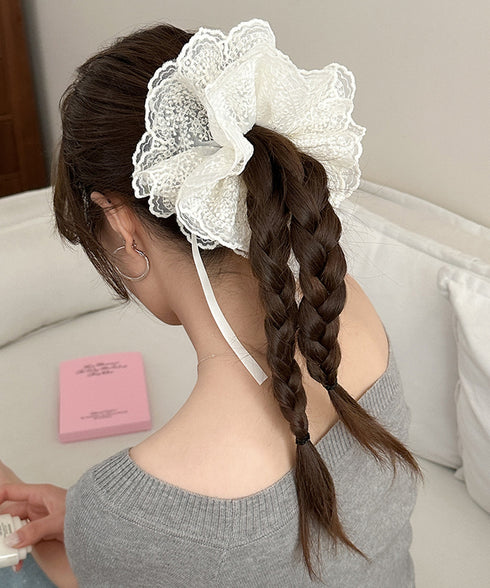 レースシュシュ ボリューム感 ヘアゴム レディース リボン まとめ髪 髪飾り お団子 オルチャン お洒落 大人 可愛い きれいめ デート 発表会 99QNSP-015